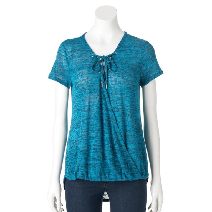 Women's Juicy Couture Faux-wrap Tee, Size: Small, Blue (navy)