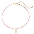 Lc Lauren Conrad Pineapple Charm Pink Choker Necklace, Women's, Dark Pink