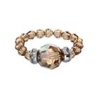 Crystal Avenue Silver-plated Crystal Bead Stretch Ring - Made With Swarovski Crystals, Women's, Brown