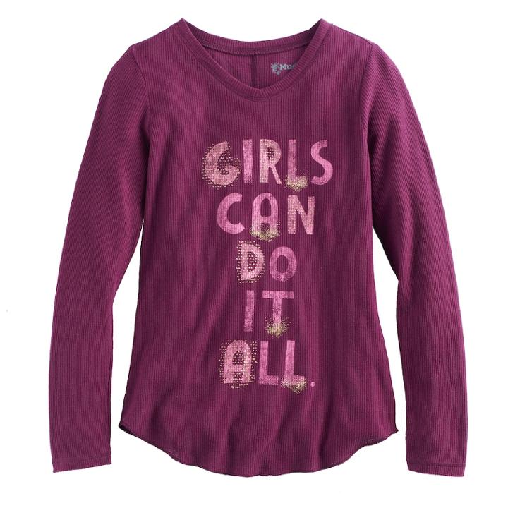 Girls 7-16 & Plus Size Mudd® V-neck Thermal Graphic Tee, Size: 20 1/2, Purple