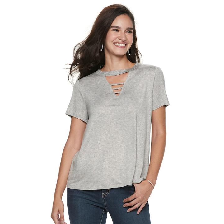 Women's Jennifer Lopez Bar Front Tee, Size: Large, Med Grey