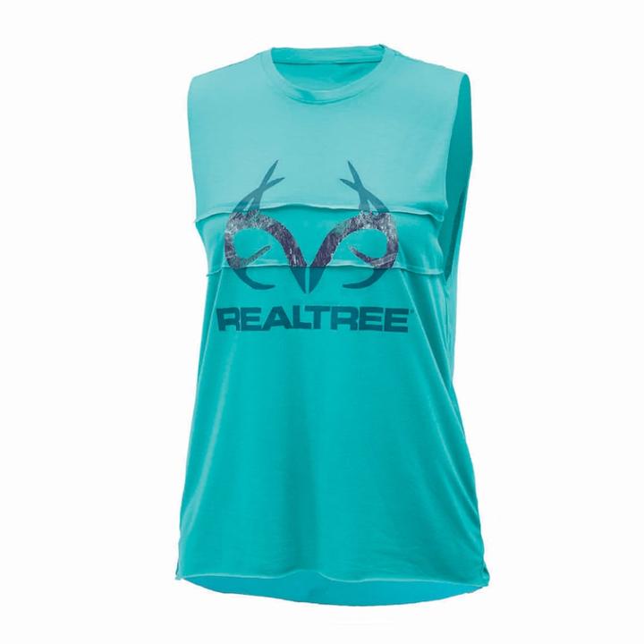 Women's Realtree Aero Graphic Muscle Tank, Size: Large, Dark Blue