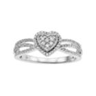 Sterling Silver 1/4 Carat T.w. Diamond Heart Ring, Women's, Size: 7, White