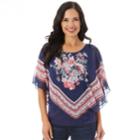 Women's Apt. 9&reg; Printed Chiffon Popover Top, Size: Small, Navy Placement