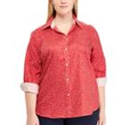 Plus Size Chaps Striped No-iron Broadcloth Shirt, Women's, Size: 3xl, Red