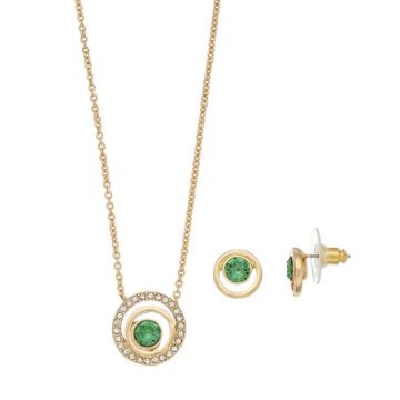 Dana Buchman Crystal Circle Pendant & Stud Earring Set, Women's, Green
