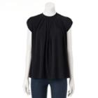Women's Elle&trade; Printed Pleat Top, Size: Medium, Black