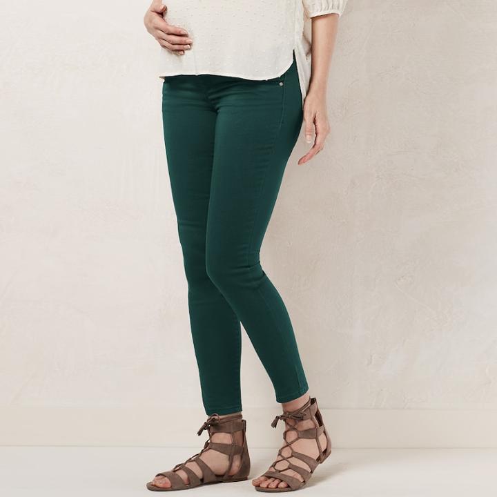 Maternity Lc Lauren Conrad Full-belly Panel Jeggings, Women's, Size: 2-mat, Green