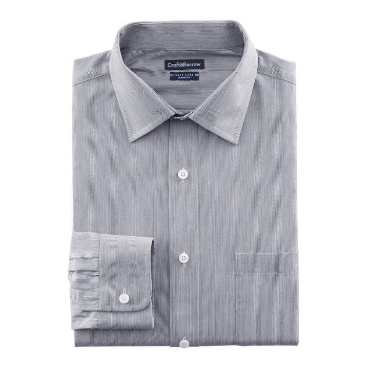 Men's Croft & Barrow&reg; Regular-fit Checked Easy-care Spread-collar Dress Shirt, Size: 16.5-34/35, Black