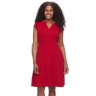 Plus Size Suite 7 Basketweave Fit & Flare Dress, Women's, Size: 22 W, Dark Red