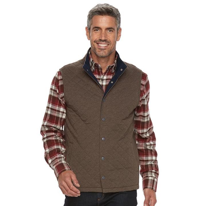 Men's Croft & Barrow&reg; Outdoor Quilted Vest, Size: Xxl, Dark Brown