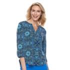 Women's Dana Buchman Knit Henley Top, Size: Xl, Blue