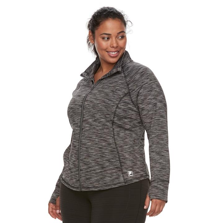 Plus Size Fila Sport&reg; Knit Thumb Hole Jacket, Women's, Size: 1xl, Black