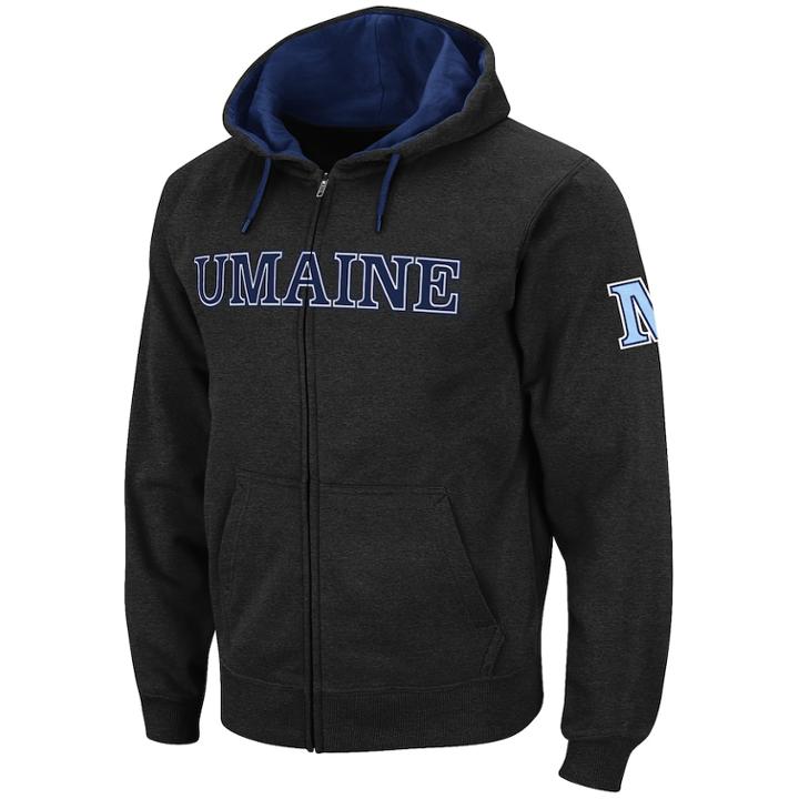 Men's Maine Black Bears Full-zip Fleece Hoodie, Size: Xxl, Med Grey