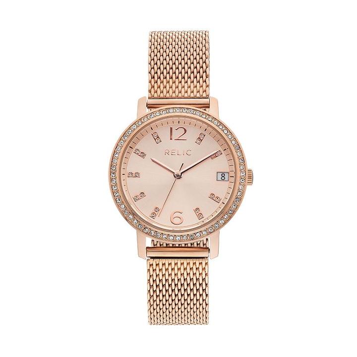 Relic Women's Laurie Crystal Mesh Watch, Size: Medium, Pink