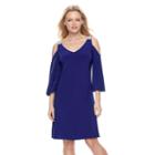 Women's Msk Embellished Cold-shoulder Shift Dress, Size: Medium, Blue (navy)