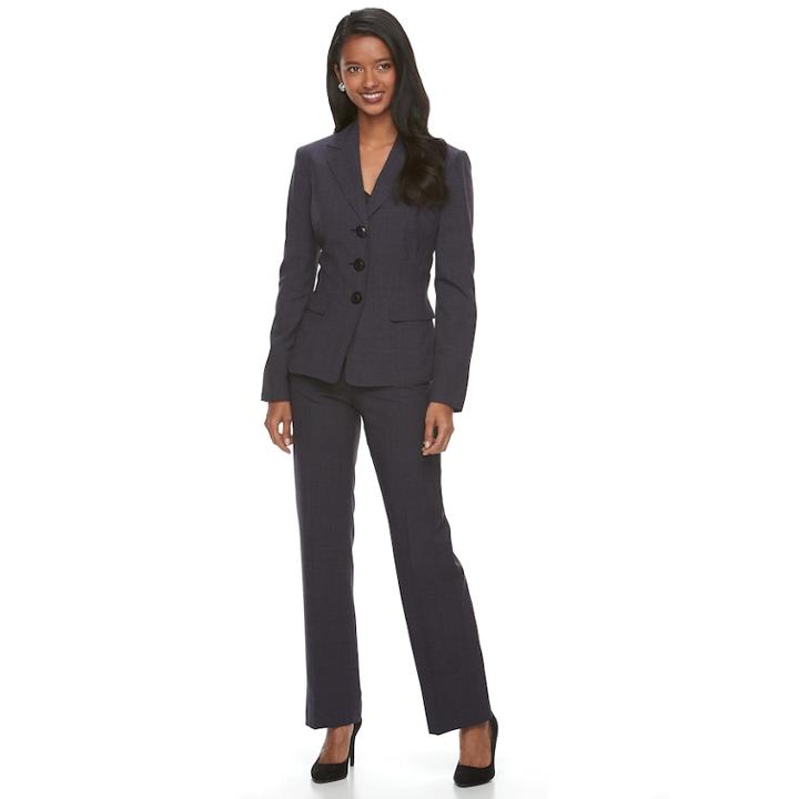 Women's Le Suit 3-button Striped Pant Suit, Size: 10, Drk Purple