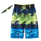 Boys 8-20 Zeroxposur Abstract Shark Swim Trunks With Goggles, Boy's, Size: Large, Blue Other