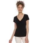 Juniors' Candie's&reg; Tie-front Tee, Size: Small, Black