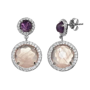 Siri Usa By Tjm Gemstone Sterling Silver Halo Drop Earrings, Women's, Pink