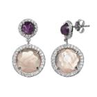 Siri Usa By Tjm Gemstone Sterling Silver Halo Drop Earrings, Women's, Pink