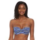 Women's Apt. 9&reg; Striped Underwire Bandeau Bikini Top, Size: Medium, Med Blue