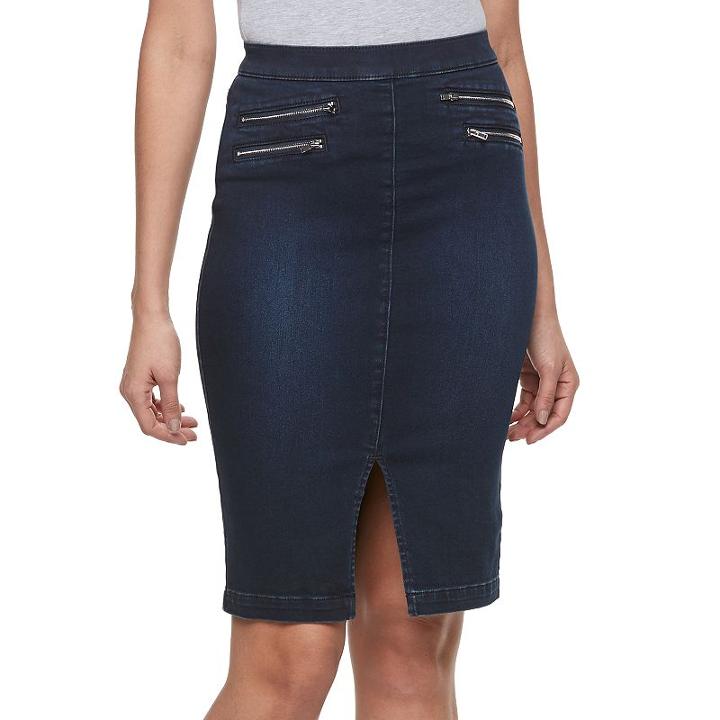 Women's Jennifer Lopez Zipper Accent Jean Skirt, Size: 10 Avg/reg, Blue