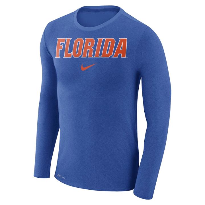 Men's Nike Florida Gators Marled Long-sleeve Dri-fit Tee, Size: Medium, Blue
