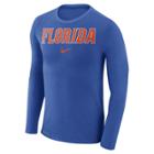 Men's Nike Florida Gators Marled Long-sleeve Dri-fit Tee, Size: Medium, Blue