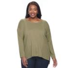 Plus Size Napa Valley Textured Rib Sweater, Women's, Size: 1xl, Dark Green