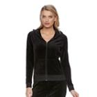 Women's Juicy Couture Solid Velour Hoodie Jacket, Size: Large, Black