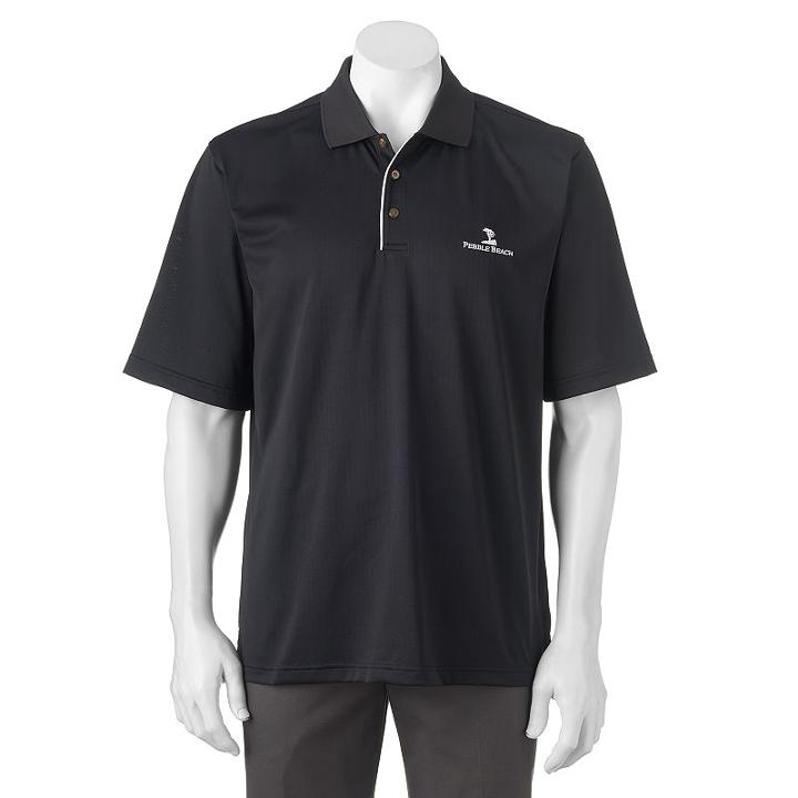 Men's Pebble Beach Classic-fit Textured Performance Golf Polo, Size: Medium, Black