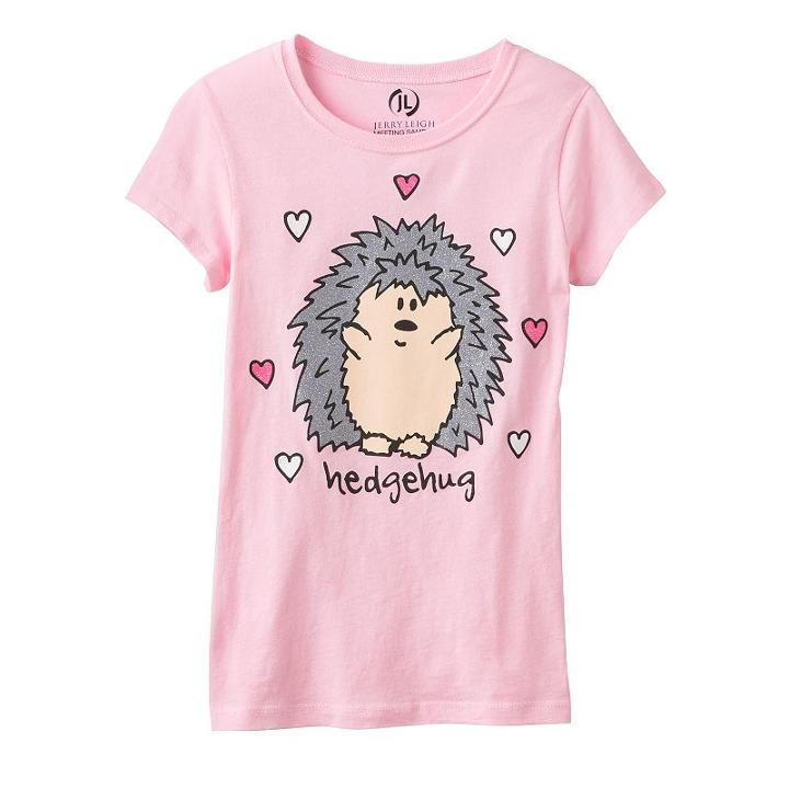 Girls 7-16 Hedgehug Glitter Hedgehog Graphic Tee, Girl's, Size: Medium, Med Pink