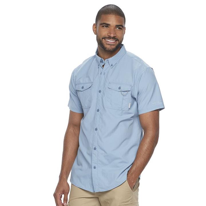 Men's Columbia Omni-shade Glen Meadows Button-down Shirt, Size: Large, Blue (navy)