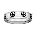 Stacks And Stones Sterling Silver Black Enamel Peace Sign Stack Ring, Women's, Size: 10, Grey