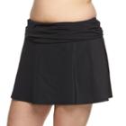 Plus Size A Shore Fit Hip Minimizer Cover-up Swim Skirt, Women's, Size: 18 W, Black