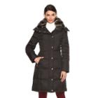 Towne By London Fog, Women's Hooded Down Puffer Jacket, Size: Small, Black