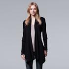 Women's Simply Vera Vera Wang Ribbed Flyaway Cardigan, Size: Medium, Black