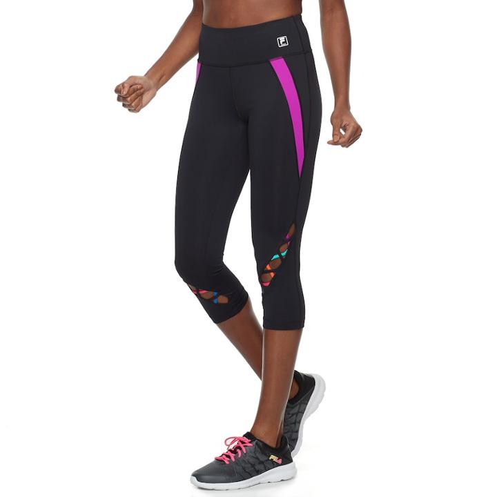 Women's Fila Sport&reg; Strappy High-waisted Capri Leggings, Size: Large, Oxford