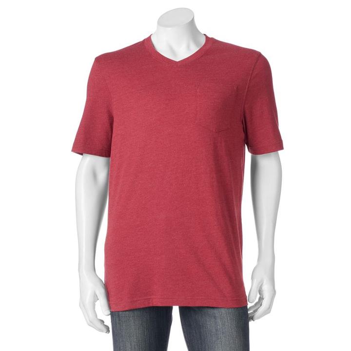 Men's Croft & Barrow&reg; Signature Pocket V-neck Tee, Size: Large, Dark Red