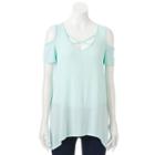 Women's French Laundry Cold-shoulder Crisscross Tee, Size: Medium, Green Oth