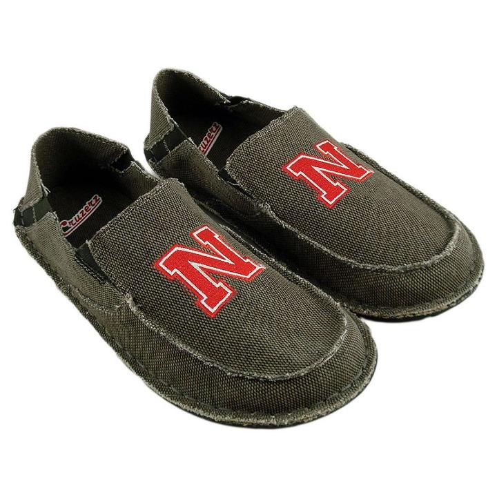 Men's Nebraska Cornhuskers Cazulle Canvas Loafers, Size: 13, Grey