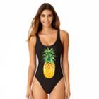 Juniors' California Sunshine Pineapple One-piece Swimsuit, Women's, Size: Small, Black