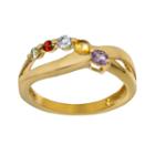 14k Gold Over Sterling Silver Gemstone Crisscross Ring, Women's, Size: 7, Multicolor