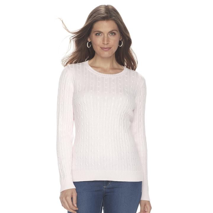 Petite Croft & Barrow&reg; Cable Knit Sweater, Women's, Size: Xs Petite, Brt Pink