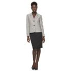 Women's Le Suit Tweed Suit Jacket & Solid Skirt Set, Size: 8, Dark Beige