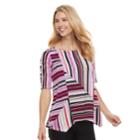 Women's Dana Buchman Print Shark-bite Hem Top, Size: Xs, Pink
