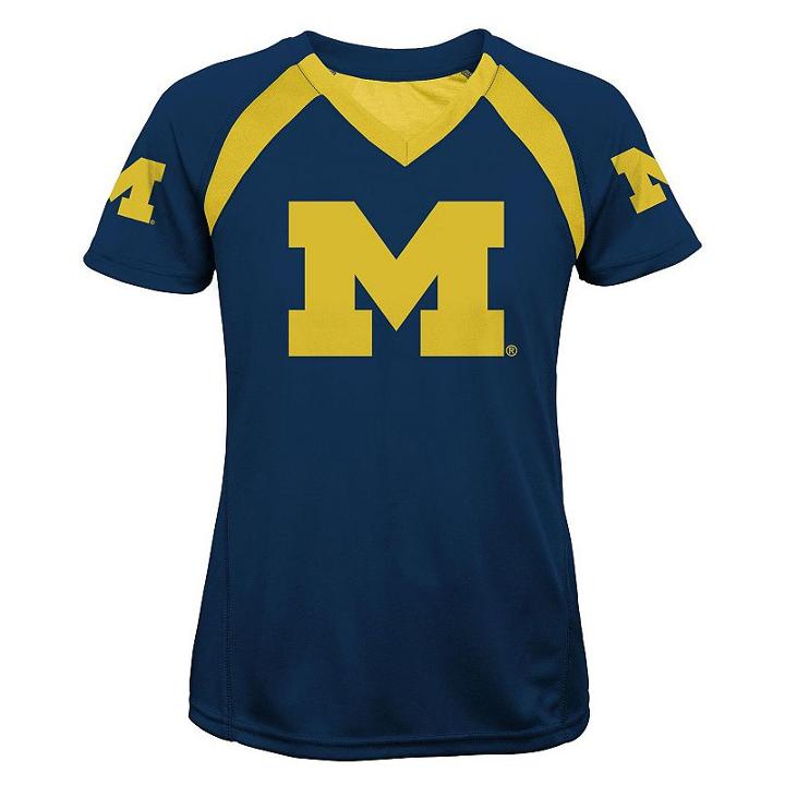 Girls 7-16 Michigan Wolverines Fashion Tee, Girl's, Size: L(14), Blue (navy)