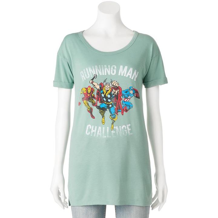 Juniors' Marvel Avengers Running Man Challenge Graphic Tee, Girl's, Size: Small, Brown Over