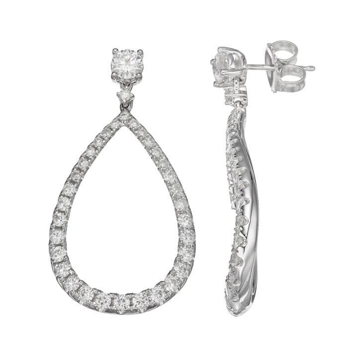 Forever Brilliant 14k White Gold 1 3/4 Carat T.w. Lab-created Moissanite Wavy Teardrop Earrings, Women's